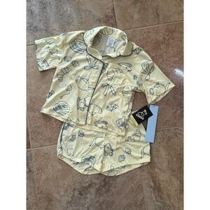 Art Class Girls 2-Piece Yellow Breakfast Food Button-Down Pajama Set Sz M(8) NWT